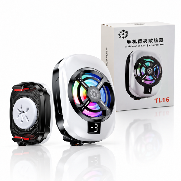 TL16 Phone Back Clip Cooling Fan Radiator with RGB Light and Digital Display