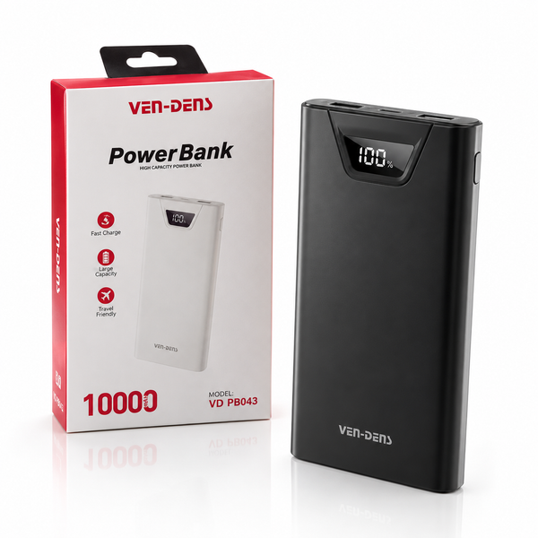 VEN-DENS VD-PB043 10000mAh Power Bank with Digital Display, Fast Charge